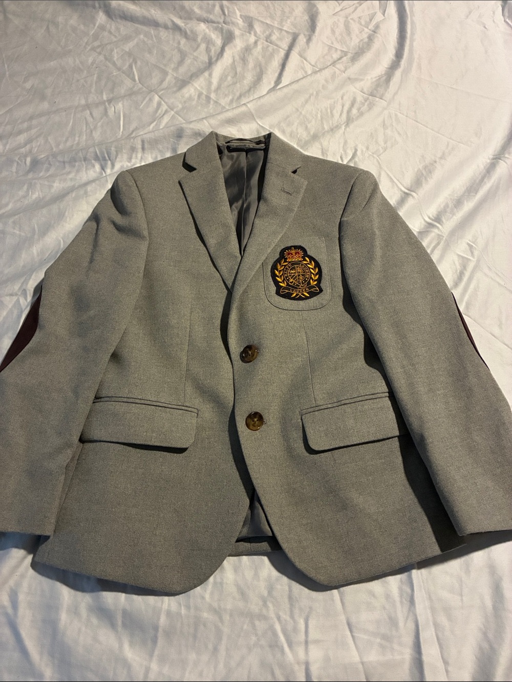 Lauren Ralph Lauren Gray Boys' Blazer with Embroidered Crest